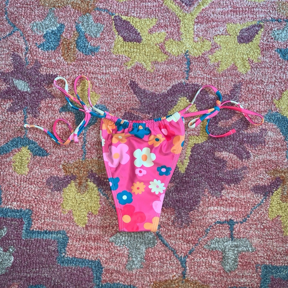 Amazon Pink and Blue Floral Bikini Bottom